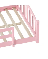 Streamdale Furniture Streamdale Montessori Floor Bed with Slats & Guardrails, Solid Wood