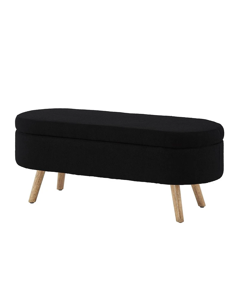 Streamdale Furniture Luxury Oval Boucle Storage Ottoman Bench with Wood Legs