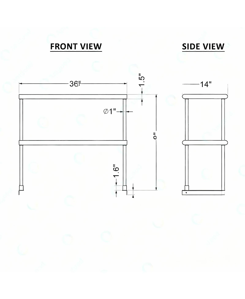 14" x 36" Double-Tier Stainless Steel Overshelf, 255 Lbs Capacity