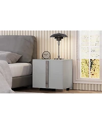 Streamdale Furniture Modern End Table with Drawers and Metal Foot