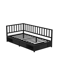 Streamdale Furniture Corner Bed Frame Twin Daybed with Storage Drawers & Led Light