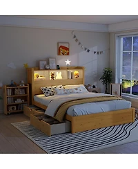 Streamdale Furniture Full Size Storage Bed with Led Headboard and Drawers