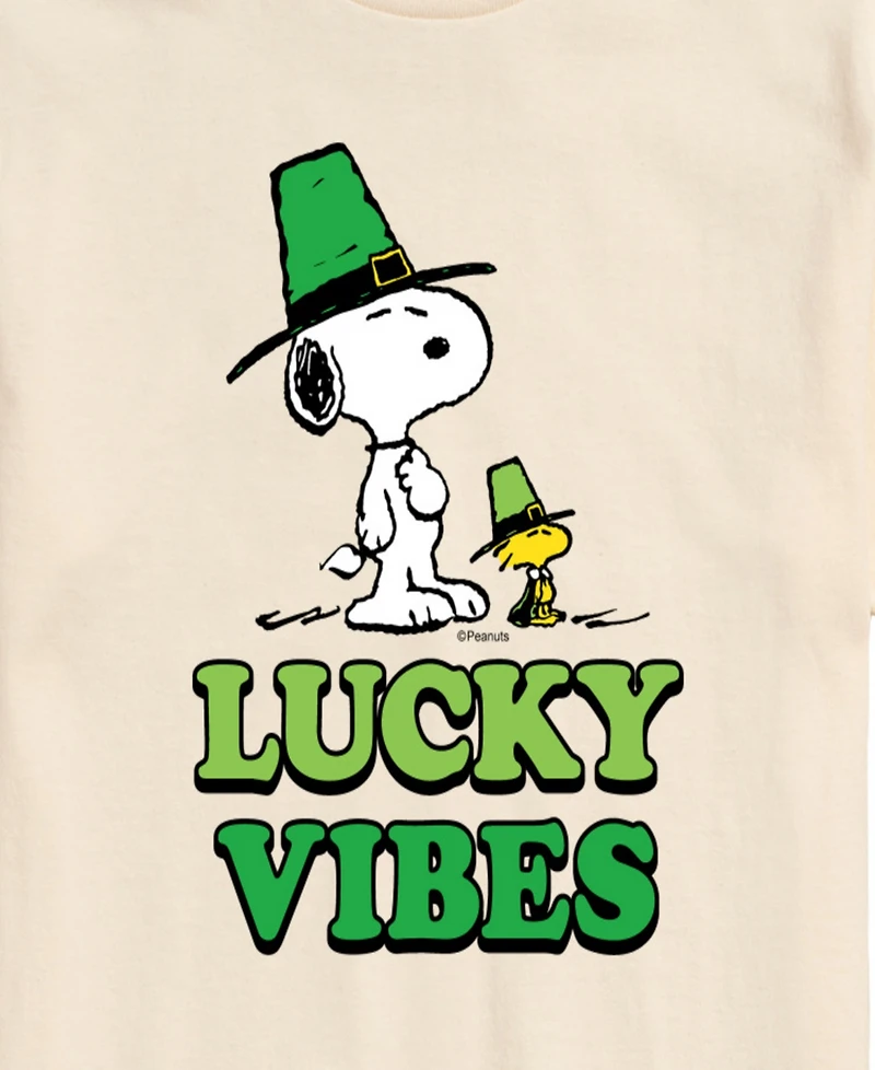 Airwaves Men's Snoopy and Woodstock Lucky Vibes Short-Sleeve Graphic T-Shirt