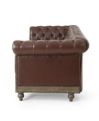 Streamdale Furniture Retro Style Comfy 3-Seat Sofa with Wooden Legs