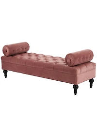 Streamdale Furniture Velvet Upholstered Bench with 2 Pillows for Bedroom, Living Room, Entryway