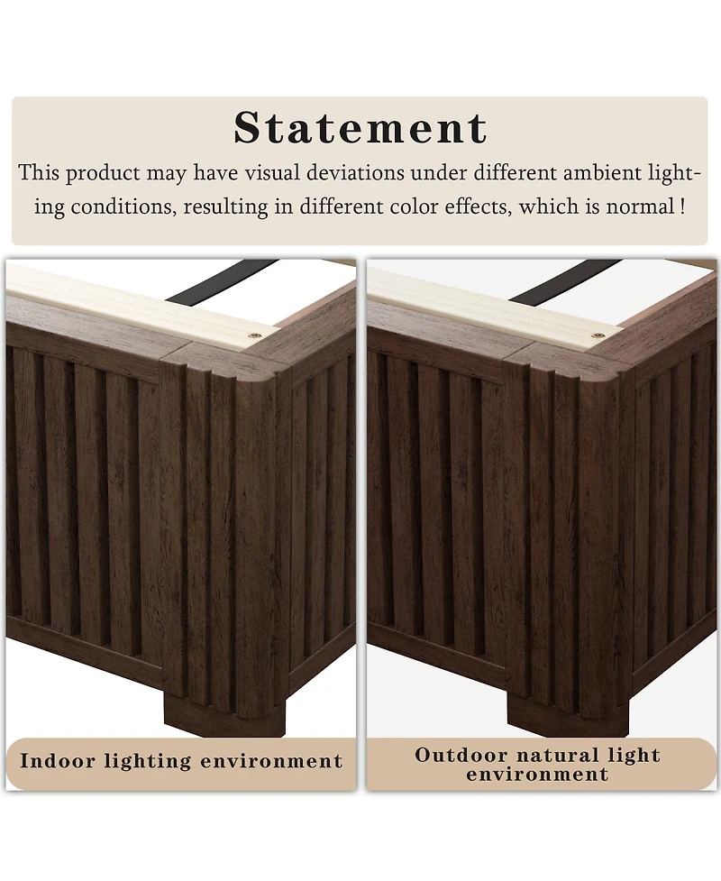 Streamdale Furniture Solid Walnut King Platform Bed Frame - No Box Spring Needed