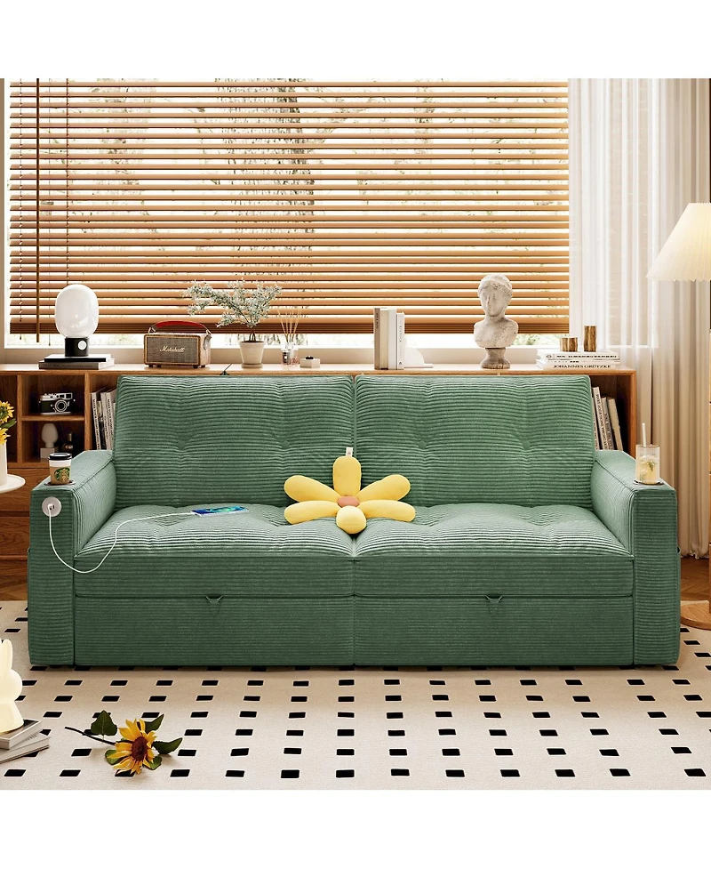 Streamdale Furniture 2-in-1 Corduroy Sofa Bed for Living Rooms, Bedrooms & Small Spaces