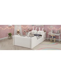 Streamdale Furniture Twin Upholstered Platform Bed with Rabbit Cushion & Removable Rails