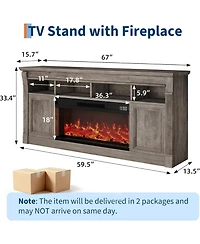 gaomon Farmhouse Fireplace Tv Stand, Entertainment Center with Open Storage Cabinets for TVs