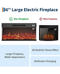 gaomon Farmhouse Fireplace Tv Stand, Entertainment Center with Open Storage Cabinets for TVs