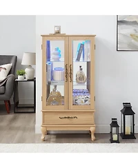 Streamdale Furniture Lighted Curio Cabinet with Adjustable Shelves, 2 Doors, 1 Drawer