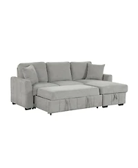 Streamdale Furniture 90" L-Shaped Sleeper Sofa w/ Storage Chaise & Cup Holders