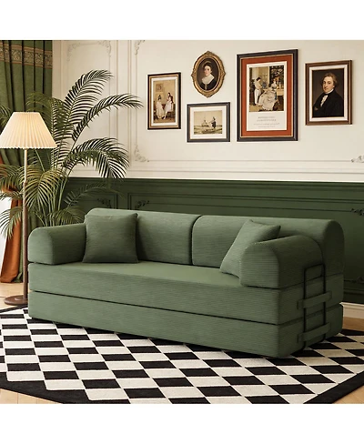 Streamdale Furniture Convertible Sleeper Sofa Bed with Pillow, Corduroy Folding Mattress Couch