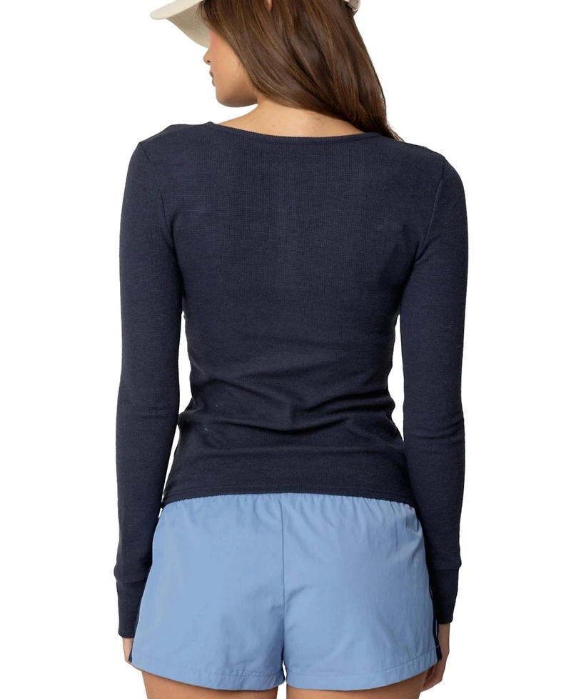 Edikted Women's Helaine Waffle Henley T Shirt