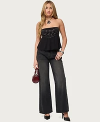 Edikted Women's Alease Stud & Grommet Strapless Top