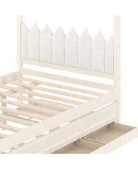 Streamdale Furniture Princess Canopy Bed Frame, Twin Trundle, 3 Drawers