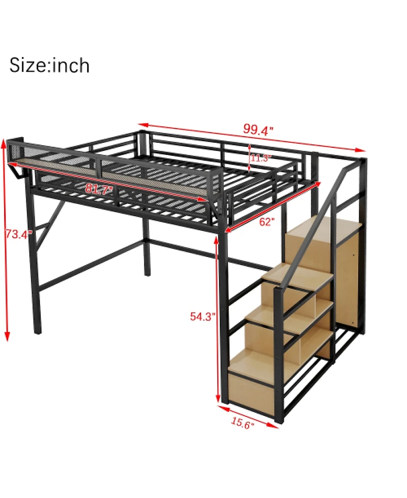 Streamdale Furniture Loft Bed with Stairs & Storage