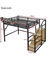 Streamdale Furniture Loft Bed with Stairs & Storage
