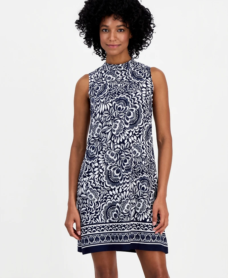 Robbie Bee Women's Mock-Neck Sleeveless Dress