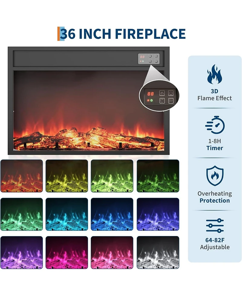 gaomon 58" Fireplace Tv Stand with 36" Electric Fireplace & Storage