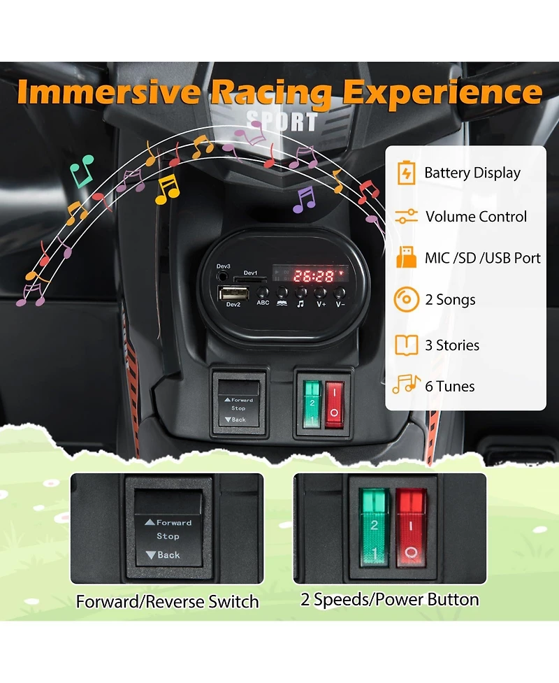 Mecale 24V Electric Ride On Quad with Led Headlights