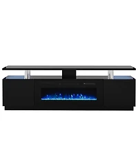 gaomon 70" Fireplace Tv Stand with 36" Electric Fireplace, Entertainment Center with Led Lights & 2 Tier Storage