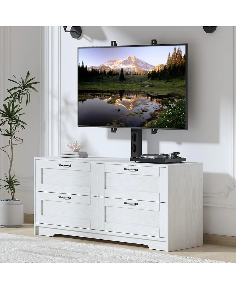 gaomon Tv Stand with Mount and 4 Drawers Storage Fits 32/45/55/65/75/80 Inch TVs,Entertainment Center w/Height Adjustable Mount