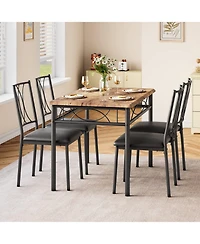gaomon Dining Table Set for 4 with Chairs and 1 Retro Industrial Wooden Top Metal Legs Breakfast