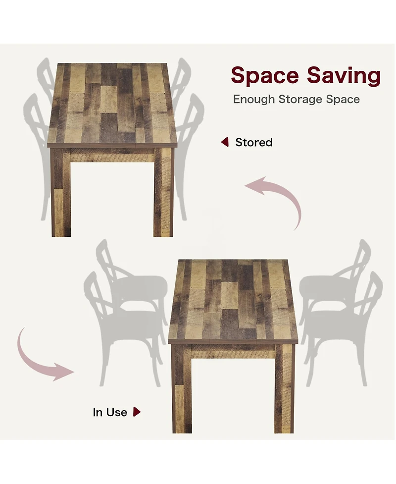 gaomon 63" Dining Table for 4-6, Farmhouse Wood Kitchen with 4 Strong Legs, Large Thick Tabletop