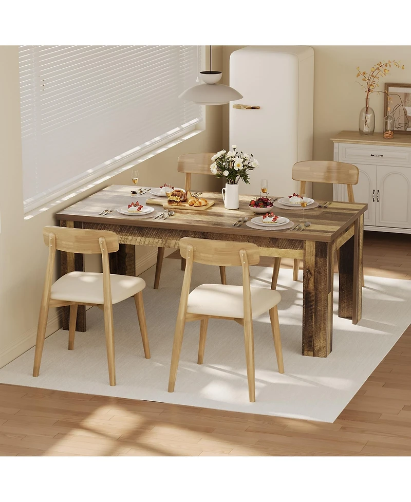 gaomon 63" Dining Table for 4-6, Farmhouse Wood Kitchen with 4 Strong Legs, Large Thick Tabletop