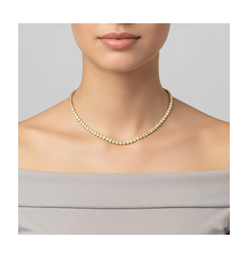 Sterling Silver Cubic Zirconia Graduated-Size Tennis Chain Anniversary Necklace