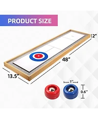 Gse Games & Sports Expert 2-in-1 Solid Wood Mini Shuffleboard and Curling Tabletop Game Board Set with 8 Rollers Gifts