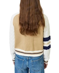 Central Park West Women's Chloe Cable Sleeve Knit Bomber Jacket