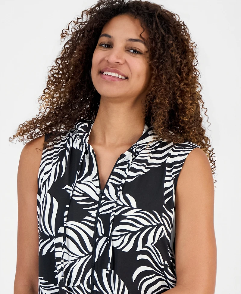 J Valdi Women's Sumatra Sleeveless Printed Swim Cover Up Hoodie