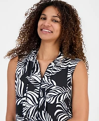 J Valdi Women's Sumatra Sleeveless Printed Swim Cover Up Hoodie