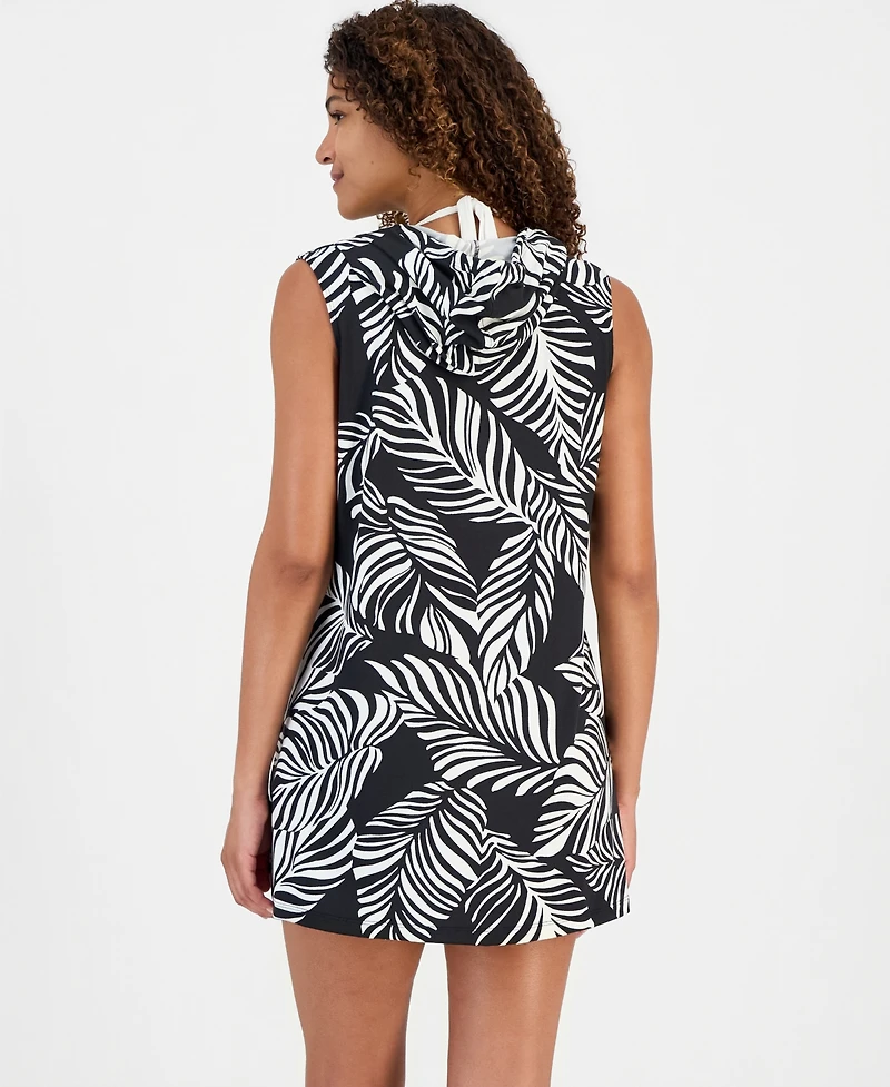 J Valdi Women's Sumatra Sleeveless Printed Swim Cover Up Hoodie