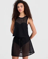 Miken Women's Crochet Swim Cover Up Crop Tank Top, Macy's Exclusive