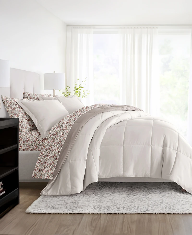 ienjoy Home Bedding Bundle Reversible Pattern 5-Piece Comforter Set, Twin