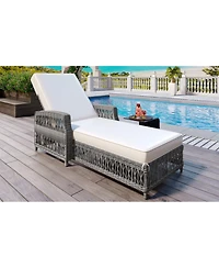 Streamdale Outdoor Long Reclining Chaise Lounge with Armrests