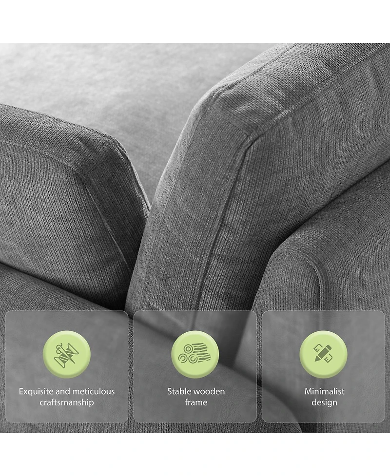 Streamdale Oversized Chenille Sofa Chair, Wide Seat Accent Chair, Modern Upholstered Armchair