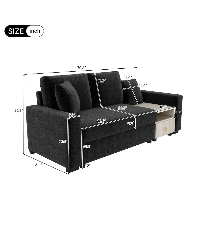 Streamdale Modern Sofa Couch Modular Upholstered with Storage Armrest & Console