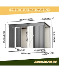 Streamdale Outdoor Metal Storage Shed with Lockable Door and Floor Frame