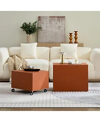 Streamdale Modern Mdf Saddle Leather Table - Two Compact Sizes