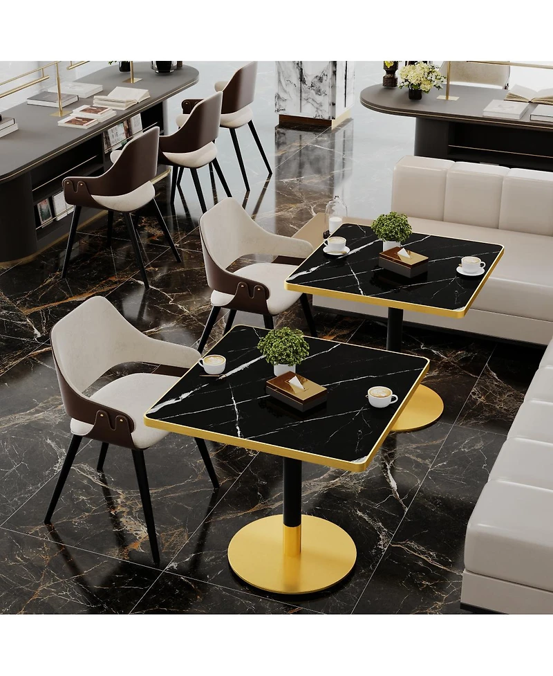 Streamdale Furniture Square Modern Dining Table 31.5" Bistro Tulip Table Faux Marble Top, Metal Frame