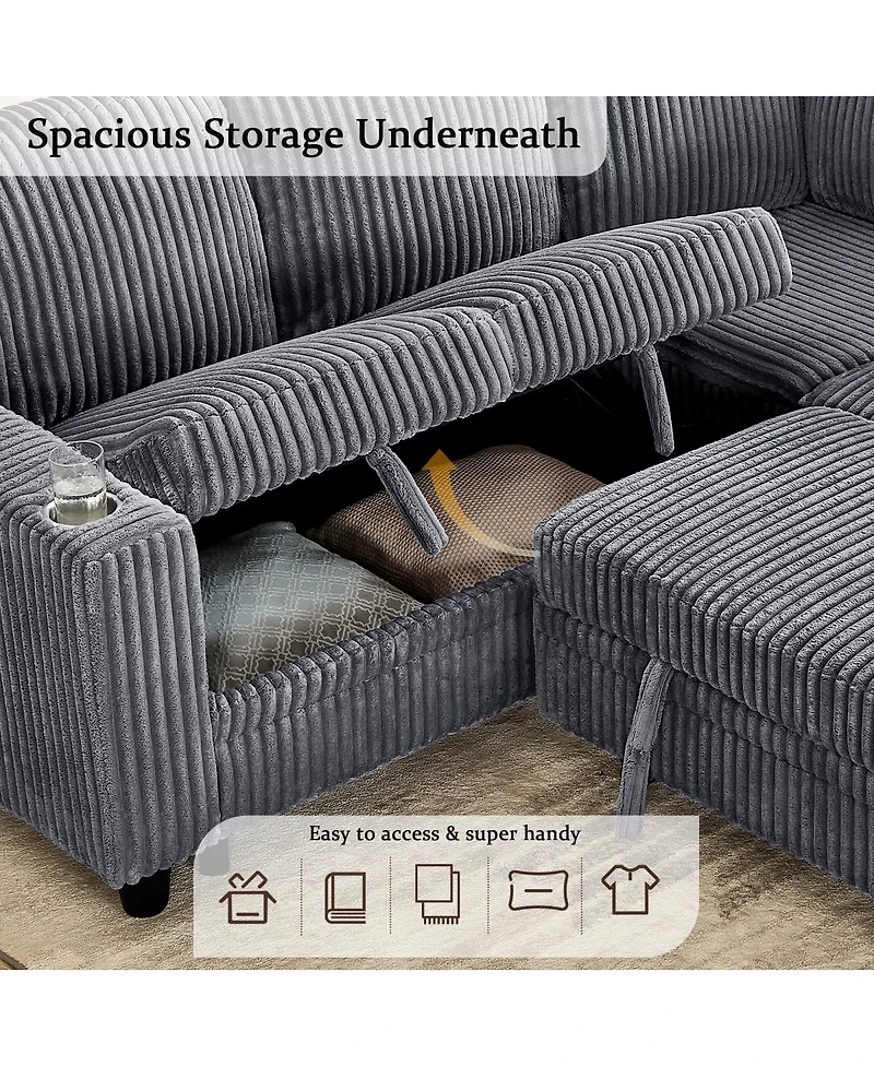 Streamdale L-Shaped Sectional Sofa Bed with Pull-Out Bed & Storage