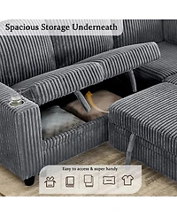 Streamdale L-Shaped Sectional Sofa Bed with Pull-Out Bed & Storage
