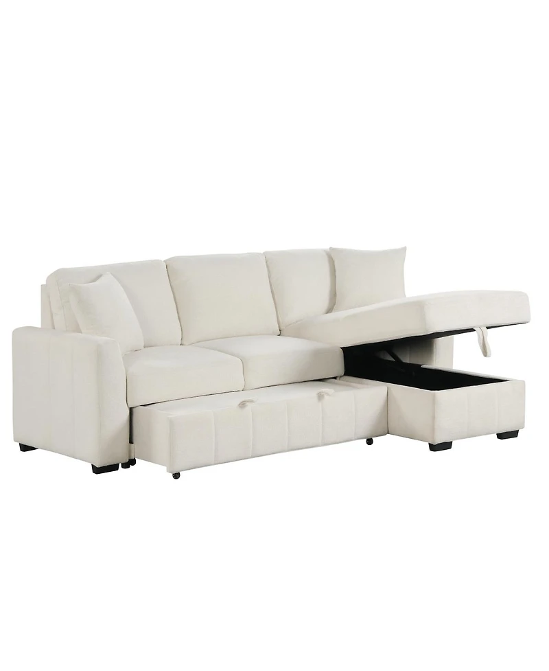 Streamdale L-Shaped Sleeper Sofa w/ Storage Chaise & Cup Holders