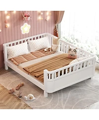 Streamdale Furniture Full Size Wood Platform Bed with Rails for Kids