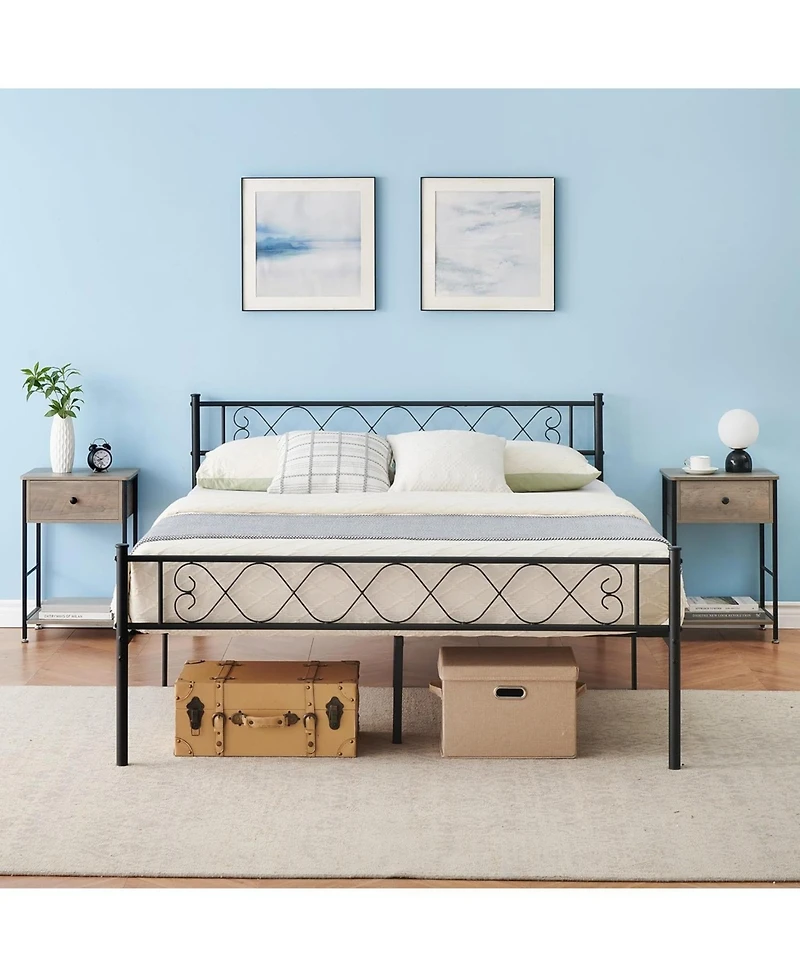 gaomon Metal Bed Frame for Girls/Boys, Size Platform Bed Frame with Iron-Art Sweet Heart, Under Bed Storage