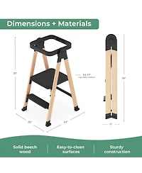Guidecraft Kitchen Helper Flex Toddler Tower Step Stool for Kids and Adults- Wood Plastic Foldable Height Adjustable